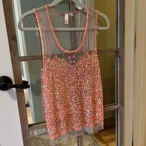 Gorgeous sheer coral sequined tank
